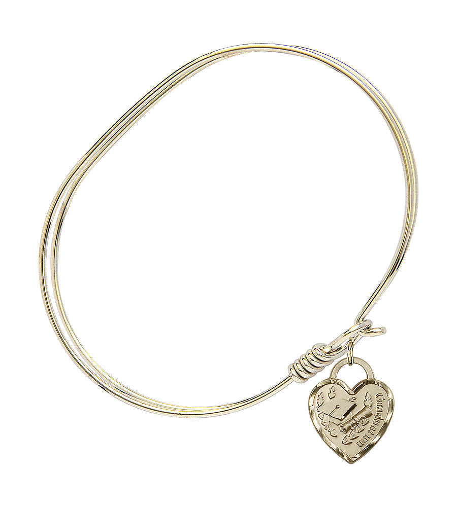 Gold-filled Graduation Heart Oval Eye Hook Bangle Bracelet