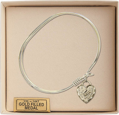 Gold-filled Graduation Heart Oval Eye Hook Bangle Bracelet in Box, Bliss Manufacturing
