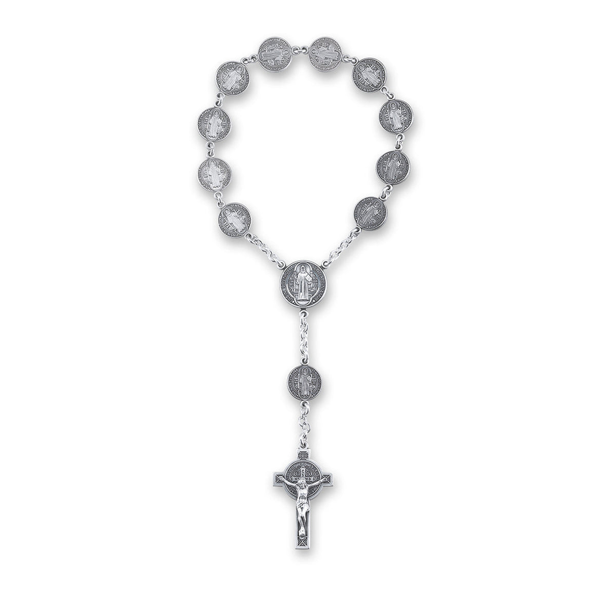 HMH Religious One Decade St Benedict Sterling Silver Pocket Rosary,