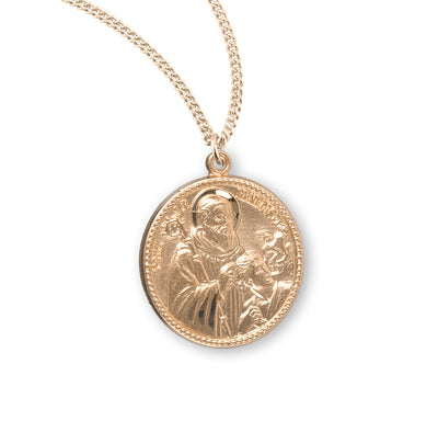 St Benedict Crux S.P. Benedicti Round Gold/Sterling Medal with chain, HMH Religious