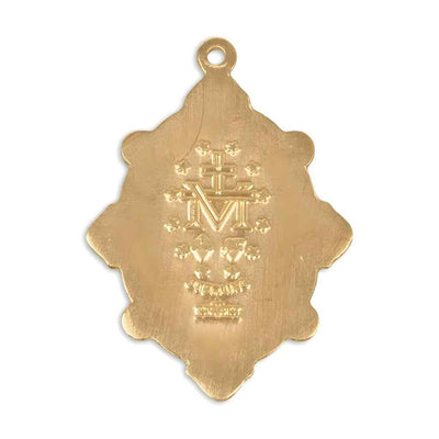 Miraculous Gold and Sterling Silver Necklace with Pink Austrian Crystals back, HMH Religious