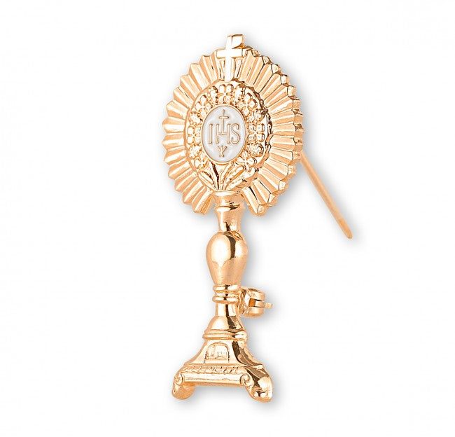 HMH Religious Gold over Solid Sterling Silver Monstrance Brooch Pin