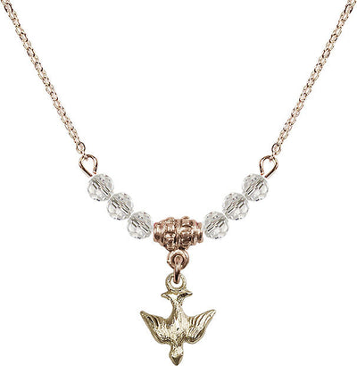 Gold-filled Holy Spirit Dove Beaded Necklace in Crystal, Bliss Manufacturing