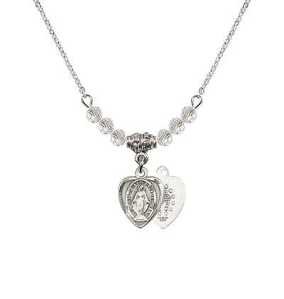 Crystal Sterling Silver Miraculous Heart Shape Beaded Necklace, Bliss Manufacturing
