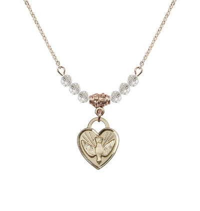 Gold-filled Holy Spirit Confirmation Heart 4mm Crystal Beaded Necklace, Bliss Manufacturing