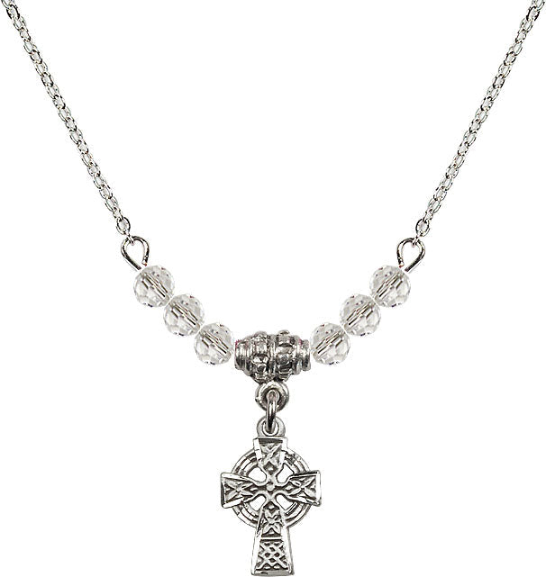 Bliss Sterling Silver Irish Celtic Cross Beaded Necklace