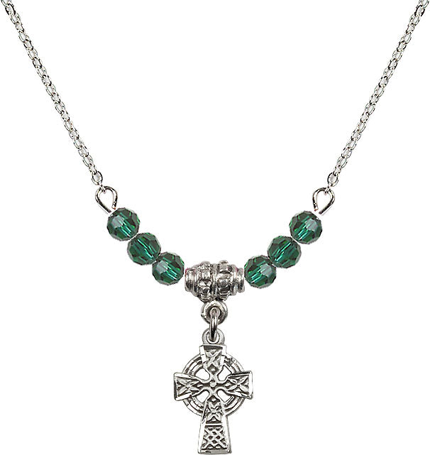 Bliss Sterling Silver Irish Celtic Cross Beaded Necklace