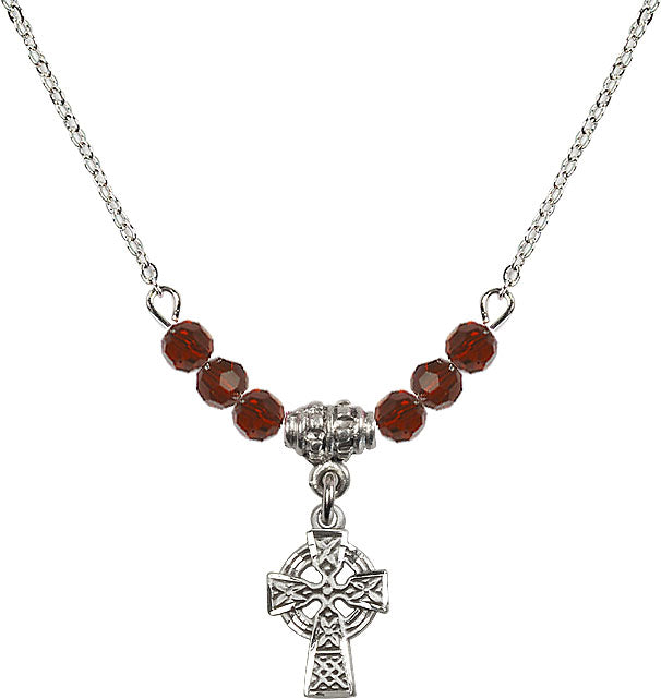 Bliss Sterling Silver Irish Celtic Cross Beaded Necklace