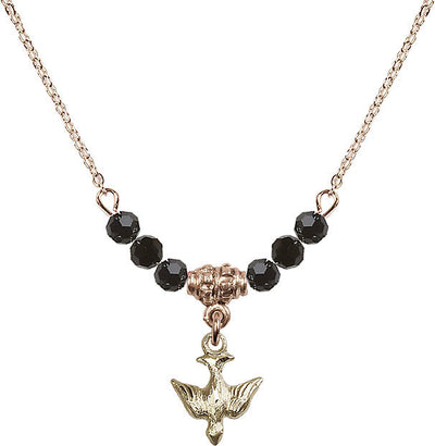 Gold-filled Holy Spirit Dove Beaded Necklace in Jet, Bliss Manufacturing