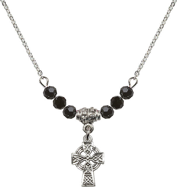 Bliss Sterling Silver Irish Celtic Cross Beaded Necklace