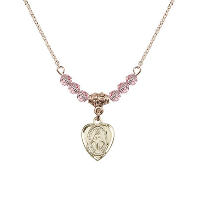 Light Rose Gold-filled Miraculous Heart Shape Beaded Necklace, Bliss Manufacturing