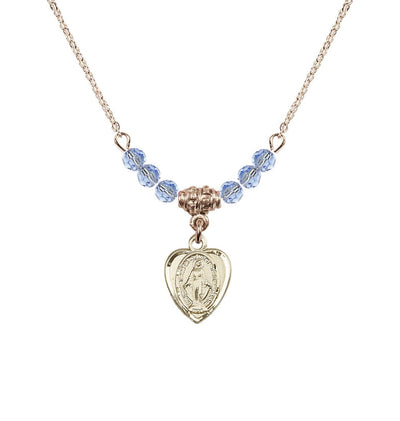 Light Sapphire Gold-filled Miraculous Heart Shape Beaded Necklace, Bliss Manufacturing