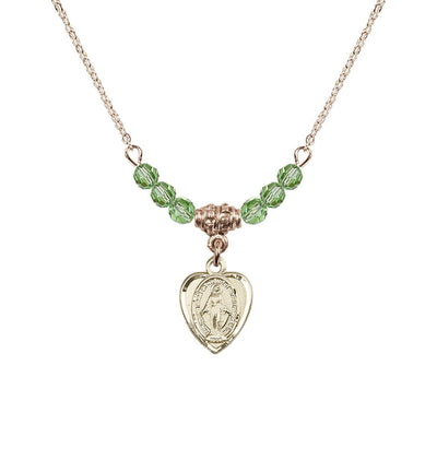 Peridot Gold-filled Miraculous Heart Shape Beaded Necklace, Bliss Manufacturing