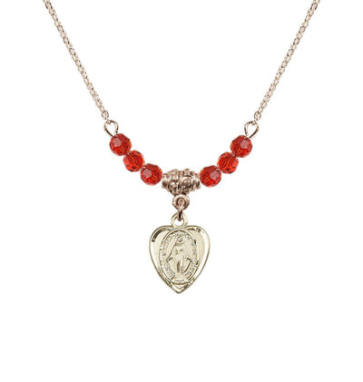Ruby Gold-filled Miraculous Heart Shape Beaded Necklace, Bliss Manufacturing