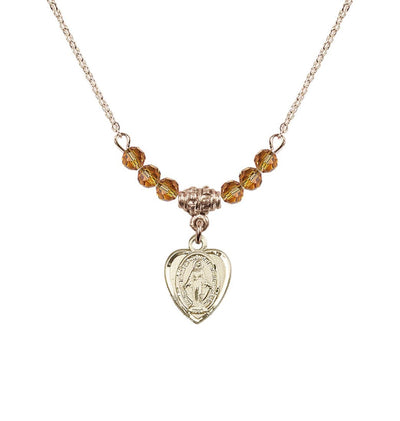 Topaz Gold-filled Miraculous Heart Shape Beaded Necklace, Bliss Manufacturing