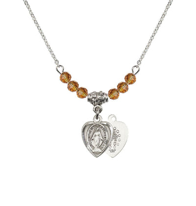 Topaz Sterling Silver Miraculous Heart Shape Beaded Necklace, Bliss Manufacturing