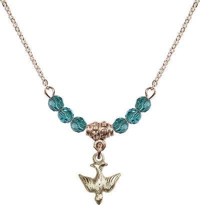 Gold-filled Holy Spirit Dove Beaded Necklace in Zircon, Bliss Manufacturing