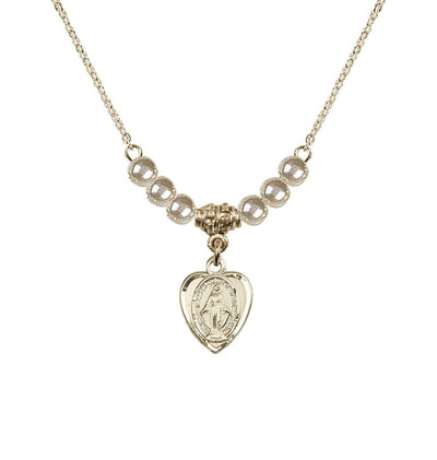 Faux Pearl Gold-filled Miraculous Heart Shape Beaded Necklace, Bliss Manufacturing