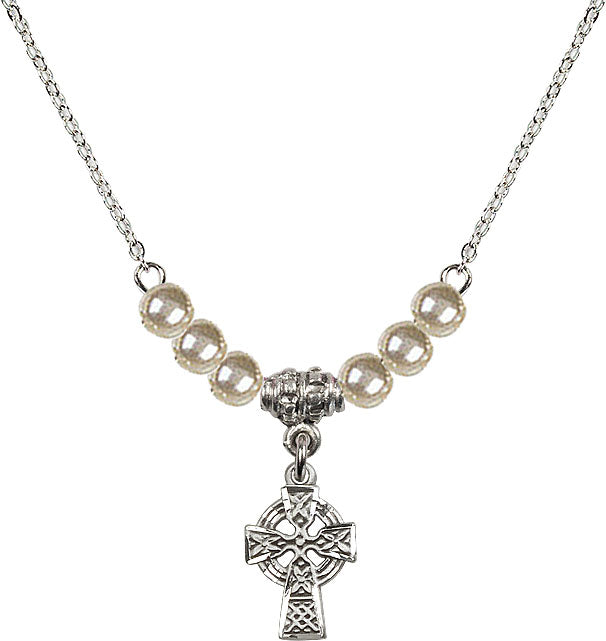 Bliss Sterling Silver Irish Celtic Cross Beaded Necklace