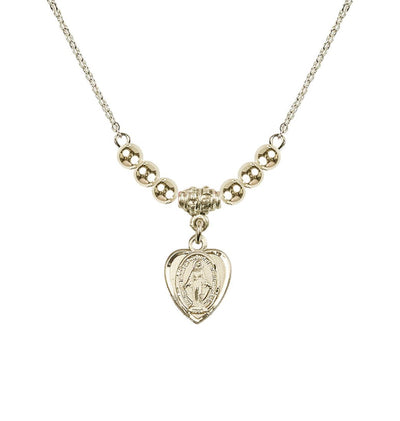 Gold-filled Miraculous Heart Shape Beaded Necklace, Bliss Manufacturing