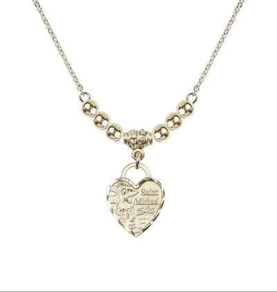 Gold-filled St Michael Heart Beaded Necklace, Bliss Manufacturing