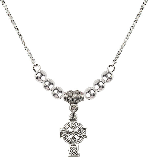 Bliss Sterling Silver Irish Celtic Cross Beaded Necklace