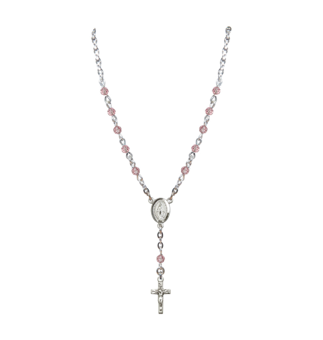 Bliss Sterling Silver 4mm Austrian Crystal Rosary Necklace