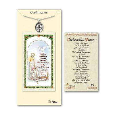 Holy Spirit Dove Pewter Medal 3/4-inch with a Confirmation Prayer card, Bliss Manufacturing