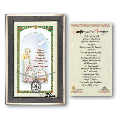 Holy Spirit Dove Sterling Silver Medal 3/4-inch with a Confirmation Prayer card, Bliss Manufacturing