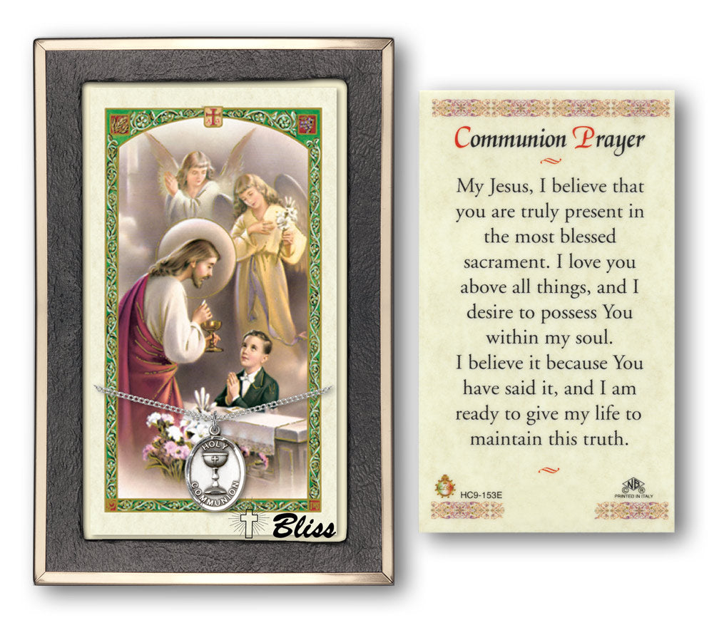 Bliss Boy's Holy Communion Medal and Prayer Holy Card Gift Set