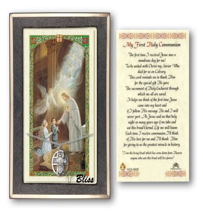 5-Way Chalice Communion Sterling Silver Medal and Prayer Holy Card Gift Set, Bliss Manufacturing