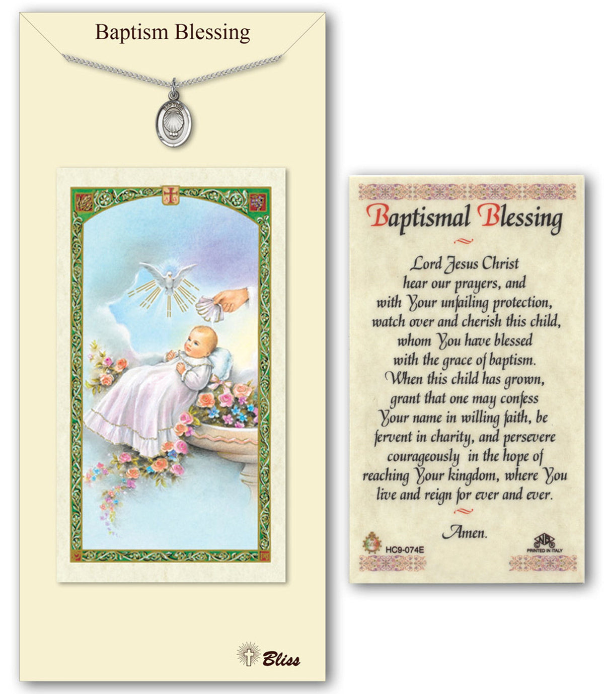 Bliss Baptism Medal and Prayer Holy Card Gift Set