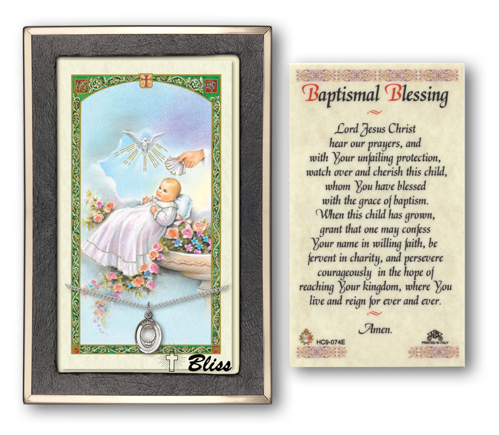 Bliss Baptism Medal and Prayer Holy Card Gift Set