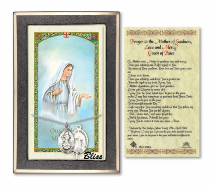 Bliss Our Lady of Medugorje Medal and Prayer Holy Card Gift Set