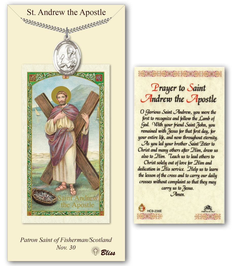 Bliss St Andrew the Apostle Medal and Prayer Holy Card Gift Set