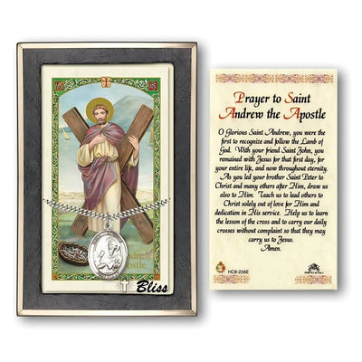 Saint Andrew the Apostle Sterling Silver Medal with a Holy Prayer Card, 1-inch, Bliss Manufacturing