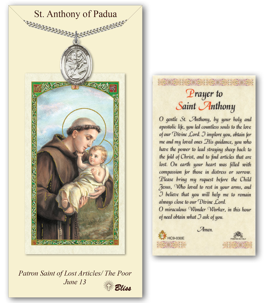 Bliss St Anthony of Padua Medal and Prayer Holy Card Gift Set