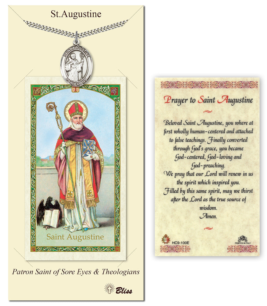 Bliss St Augustine of Hippo Medal and Prayer Holy Card Gift Set