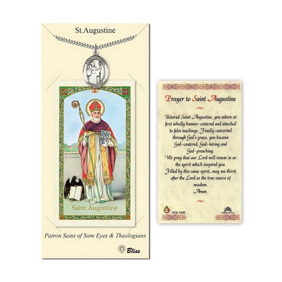 St. Augustine of Canterbury Pewter Medal and Prayer Holy Card Gift Set, Bliss Manufacturing