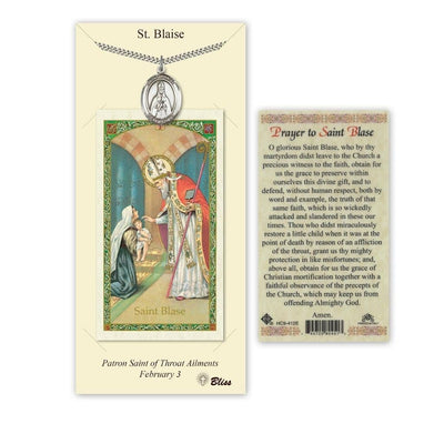 Saint Blaise Pewter Medal with a Holy Prayer Card Gift Set, 1-inch, Bliss Manufacturing
