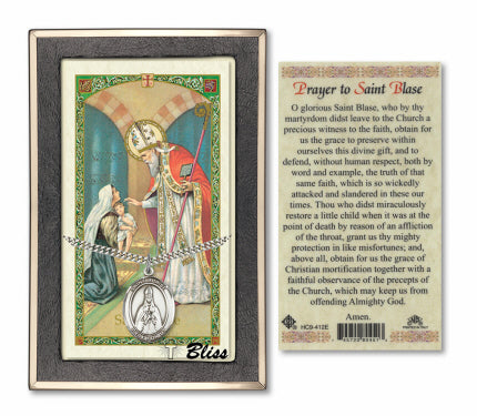 Bliss St Blaise Medal and Prayer Holy Card Gift Set