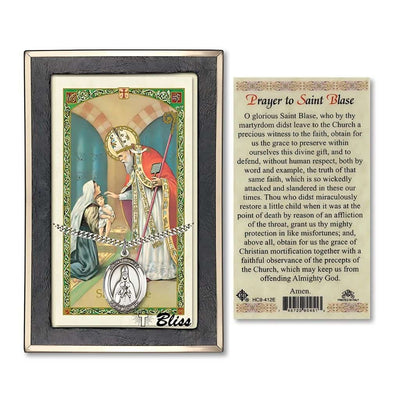Saint Blaise Sterling Silver Medal with a Holy Prayer Card Gift Set, 1-inch, Bliss Manufacturing