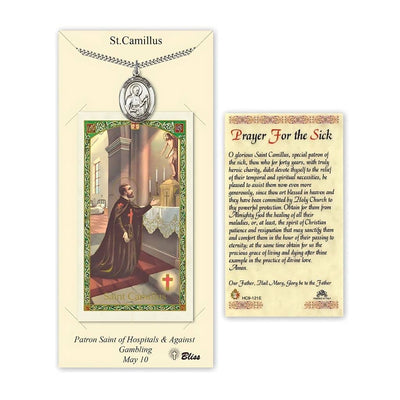 Saint Camillus Pewter Medal with a Prayer for the Sick Card Gift Set, 1-inch, Bliss Manufacturing