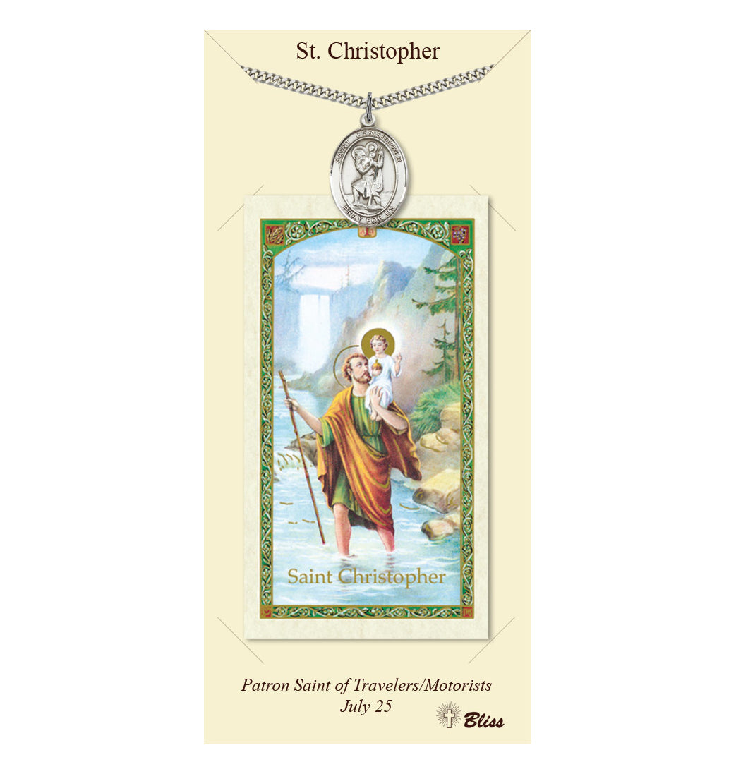 Bliss St Christopher Medal and Prayer Holy Card Gift Set