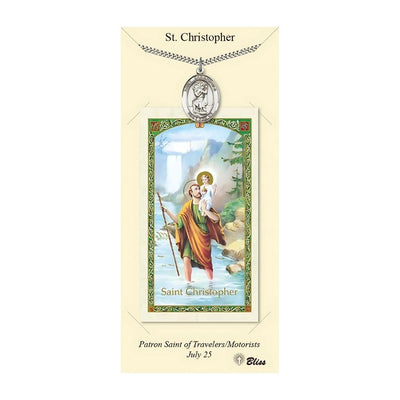 Saint Christopher Pewter Medal with a Holy Prayer Card Gift Set, 1-inch, Bliss Manufacturing