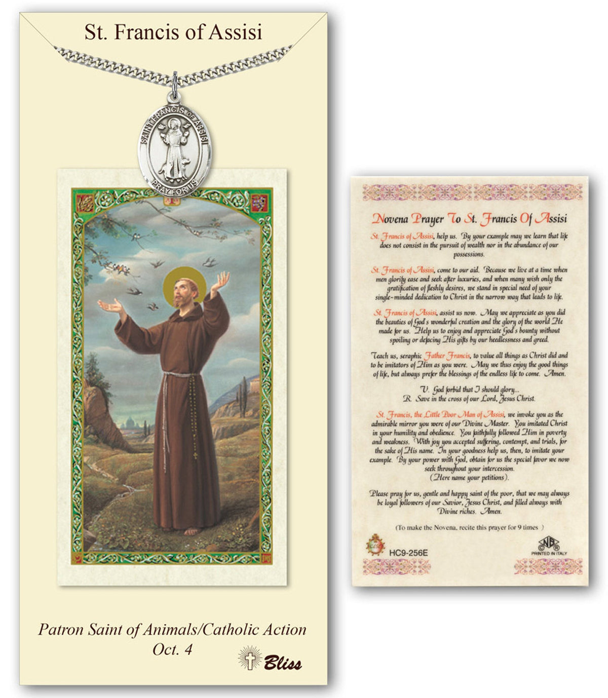 Bliss St Francis of Assisi Medal and Prayer Holy Card Gift Set