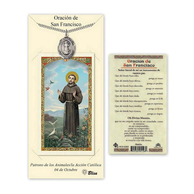 San Francisco Pewter 1-inch Medal with a Spanish Text Holy Prayer Card Gift Set, Bliss Manufacturing