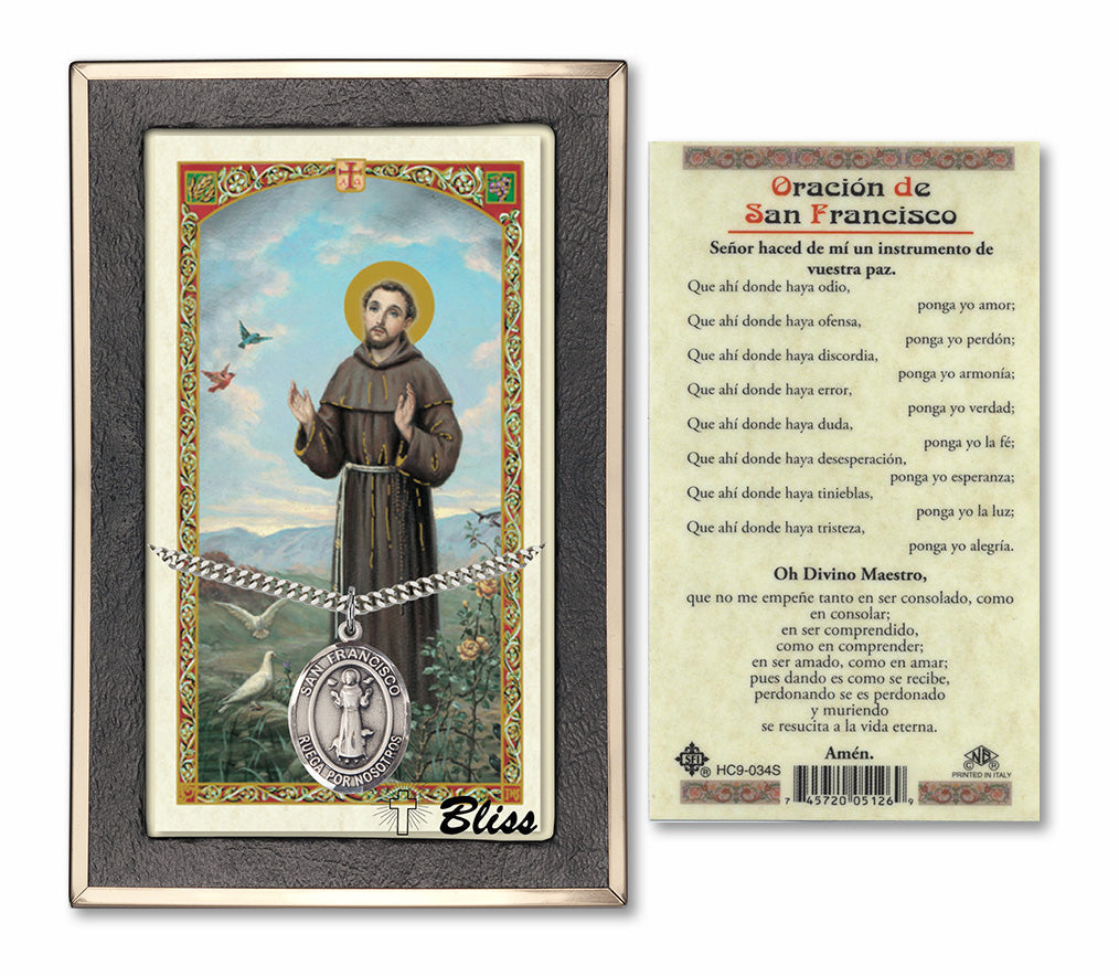 Bliss Spanish San Francisco Medal and Prayer Holy Card Gift Set