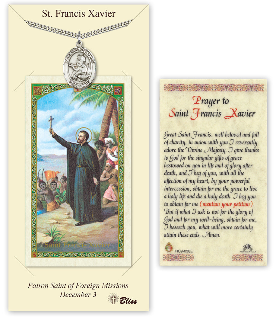 Bliss St Francis Xavier Medal and Prayer Holy Card Gift Set