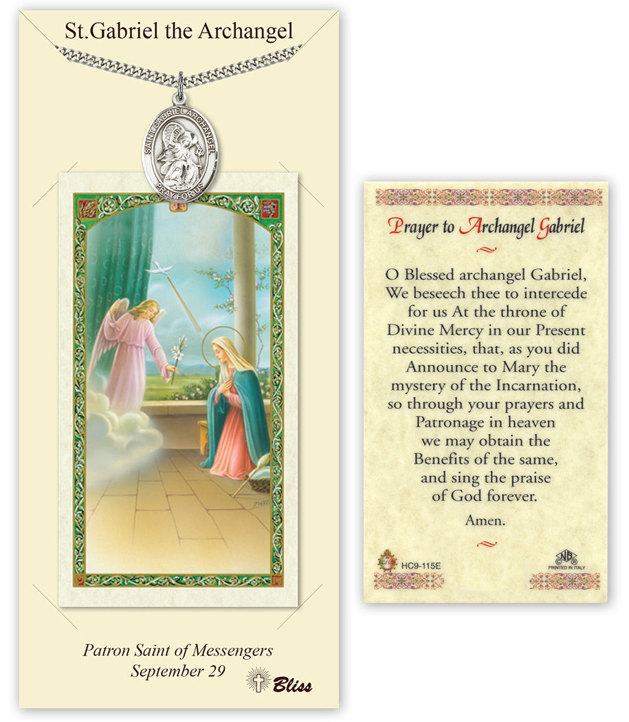 Bliss St Gabriel the Archangel Medal and Prayer Holy Card Gift Set